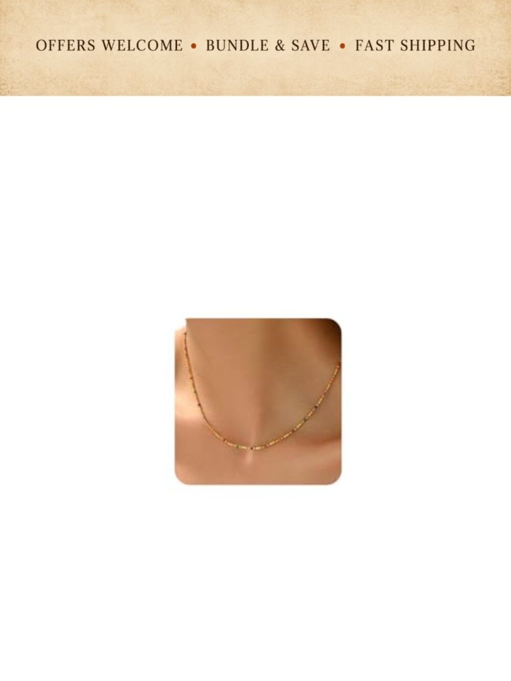 18K Gold Plated Stainless Steel Beaded Chain Necklace for Women Dainty